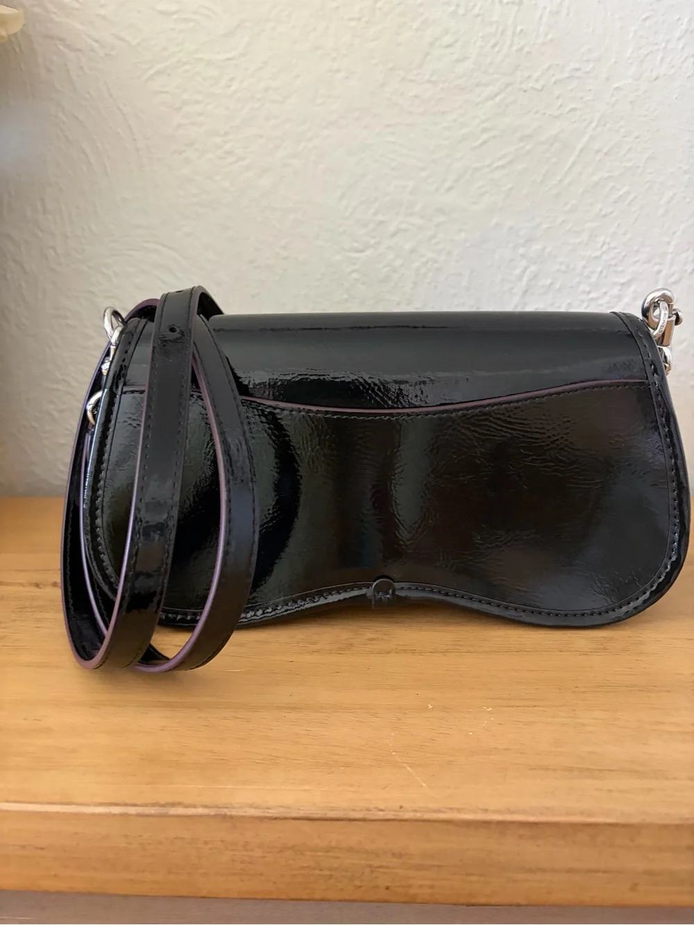 Wavy Dinky Bag With Crossbody Strap In Crinkled Patent Coachtopia Leather